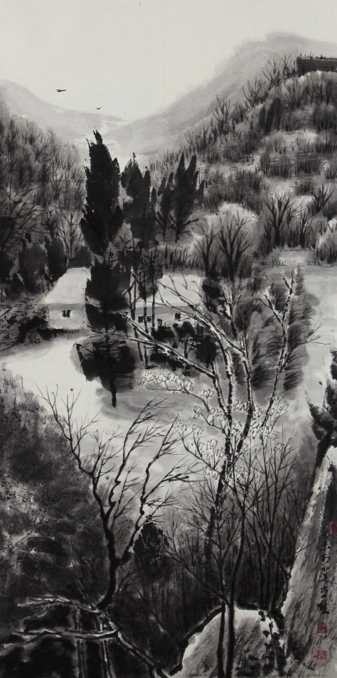 Ink brush painting by Yi-Xiong Gu 古一雄