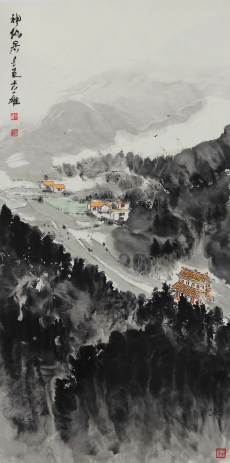 Ink brush painting by Yi-Xiong Gu 古一雄