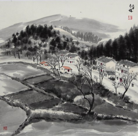 Ink brush painting by Yi-Xiong Gu 古一雄