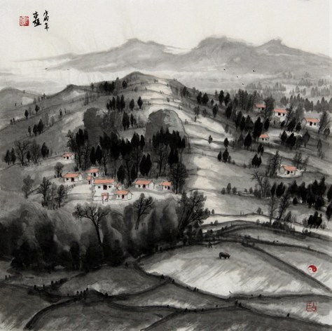 Ink brush painting by Yi-Xiong Gu 古一雄