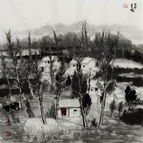 Ink brush painting by Yi-Xiong Gu 古一雄