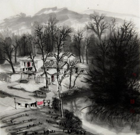 Ink brush painting by Yi-Xiong Gu 古一雄