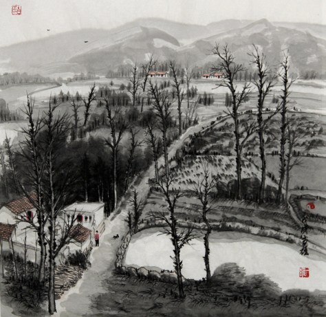 Ink brush painting by Yi-Xiong Gu 古一雄