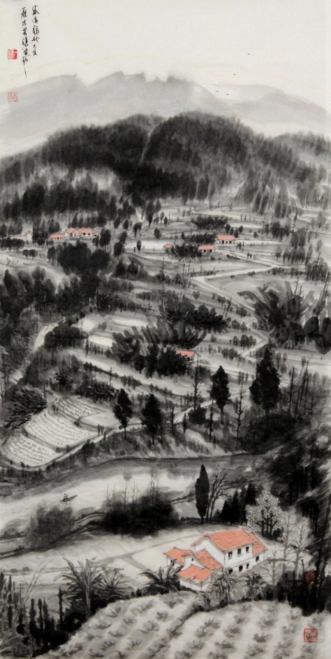 Ink brush painting by Yi-Xiong Gu 古一雄