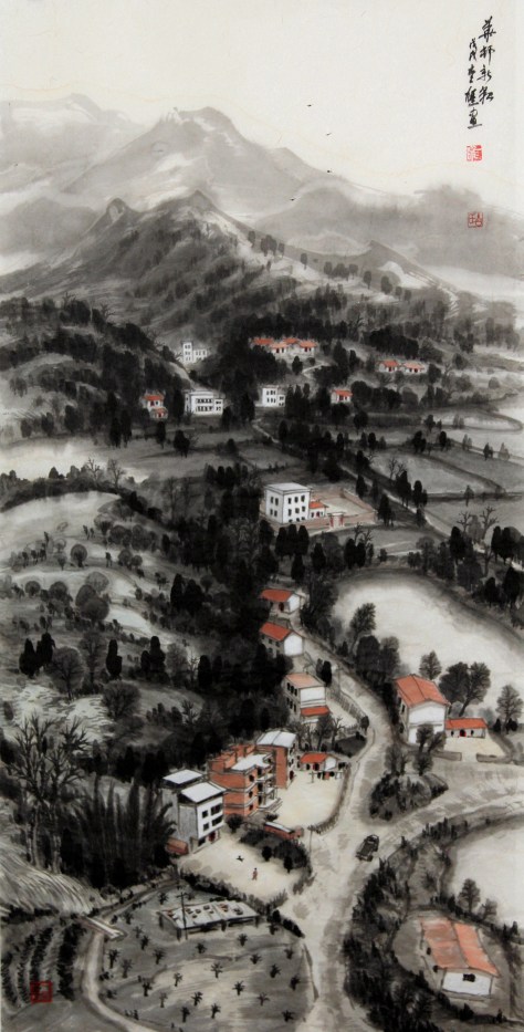 Ink brush painting by Yi-Xiong Gu 古一雄