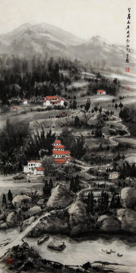 Ink brush painting by Yi-Xiong Gu 古一雄