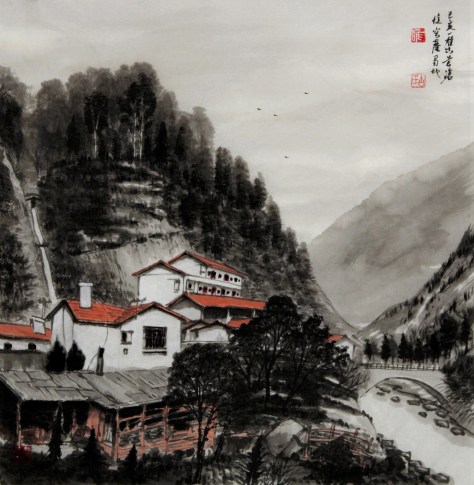 Ink brush painting by Yi-Xiong Gu 古一雄