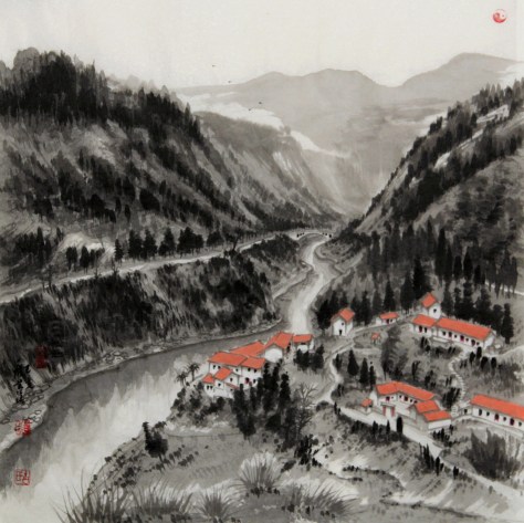 Ink brush painting by Yi-Xiong Gu 古一雄